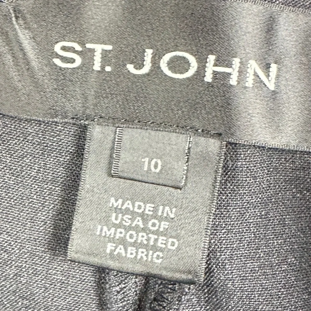 St. John Wool Pants Women 10 Black Wide Leg Dress Flat Front Pockets Made In USA